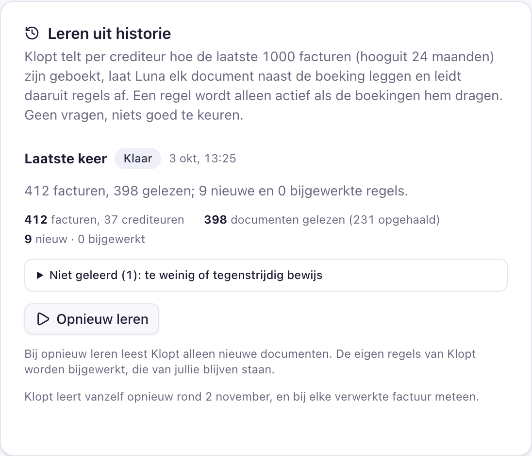 De kaart Leren uit historie na een afgeronde ronde